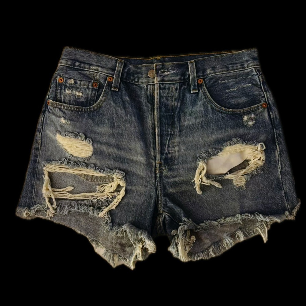 Levi's Blue Distressed Jean Shorts